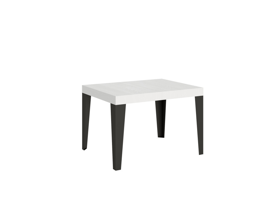 Table Flame pieds anthracite D.90 - Table extensible 110/194x70 cm Frêne blanc Flame pieds anthracite