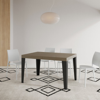 Table Flame pieds anthracite D.90 - Table extensible 120/224x90 cm Frêne blanc Flame pieds anthracite