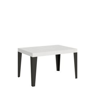 Table Flame pieds anthracite D.90 - Table extensible 120/224x90 cm Frêne blanc Flame pieds anthracite