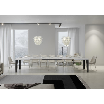 Table Flame pieds anthracite D.90 - Table extensible 120/380x90 cm Frêne blanc Flame pieds anthracite