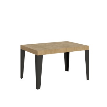 Table Flame pieds anthracite D.90 - Table extensible 120/380x90 cm Frêne blanc Flame pieds anthracite