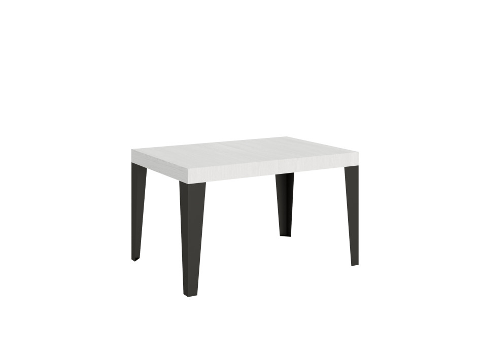 Table Flame pieds anthracite D.90 - Table extensible 120/380x90 cm Frêne blanc Flame pieds anthracite