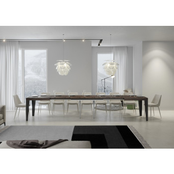 Table Flame pieds anthracite D.90 - Table extensible 130/390x90 cm Frêne blanc Flame pieds anthracite