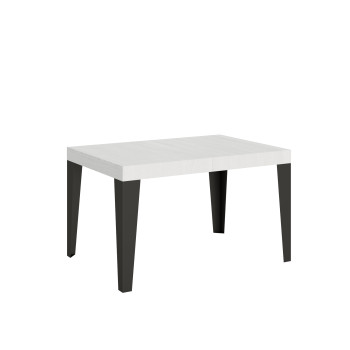 Table Flame pieds anthracite D.90 - Table extensible 140/244x90 cm Frêne blanc Flame pieds anthracite