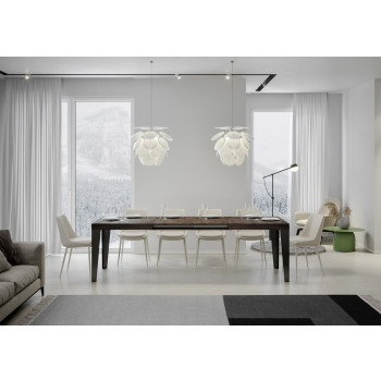 Table Flame pieds anthracite D.90 - Table extensible 160/264x90 cm Frêne blanc Flame pieds anthracite