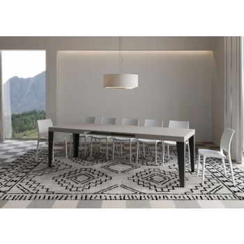 Table Flame pieds anthracite D.90 - Table extensible 160/264x90 cm Frêne blanc Flame pieds anthracite