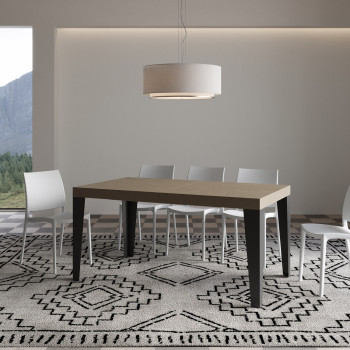 Table Flame pieds anthracite D.90 - Table extensible 160/264x90 cm Frêne blanc Flame pieds anthracite