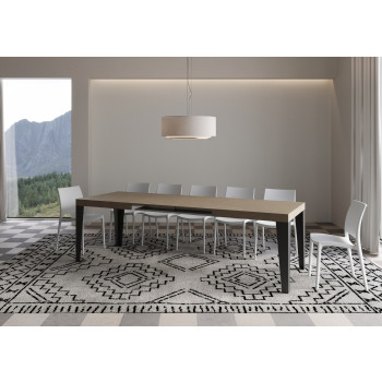 Table Flame pieds anthracite D.90 - Table extensible 160/264x90 cm Frêne blanc Flame pieds anthracite