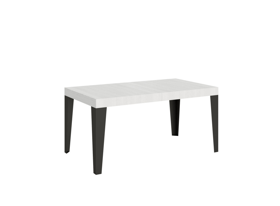 Table Flame pieds anthracite D.90 - Table extensible 160/264x90 cm Frêne blanc Flame pieds anthracite