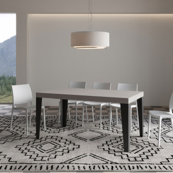 Table Flame pieds anthracite D.90 - Table extensible 160/420x90 cm Frêne blanc Flame pieds anthracite