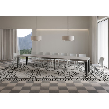 Table Flame pieds anthracite D.90 - Table extensible 160/420x90 cm Frêne blanc Flame pieds anthracite