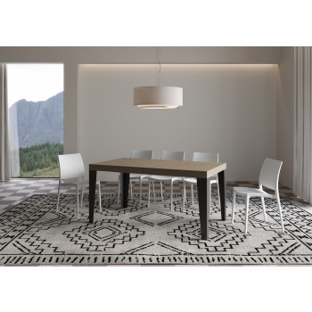 Table Flame pieds anthracite D.90 - Table extensible 160/420x90 cm Frêne blanc Flame pieds anthracite