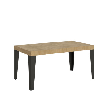 Table Flame pieds anthracite D.90 - Table extensible 160/420x90 cm Frêne blanc Flame pieds anthracite