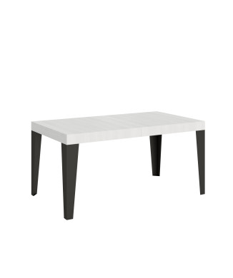 Table Flame pieds anthracite D.90 - Table extensible 160/420x90 cm Frêne blanc Flame pieds anthracite