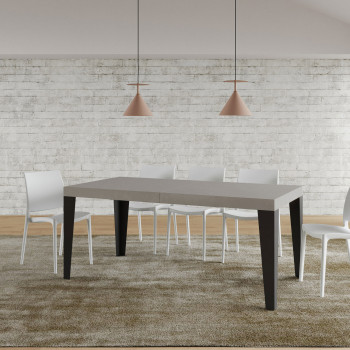Table Flame pieds anthracite D.90 - Table extensible 180/284x90 cm Frêne blanc Flame pieds anthracite