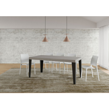 Table Flame pieds anthracite D.90 - Table extensible 180/284x90 cm Frêne blanc Flame pieds anthracite