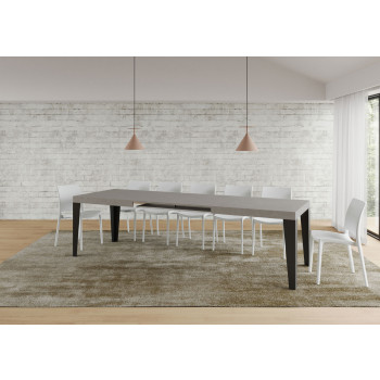 Table Flame pieds anthracite D.90 - Table extensible 180/284x90 cm Frêne blanc Flame pieds anthracite