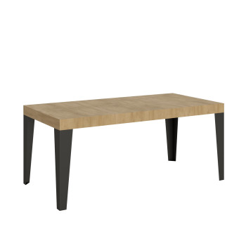 Table Flame pieds anthracite D.90 - Table extensible 180/440x90 cm Frêne blanc Flame pieds anthracite