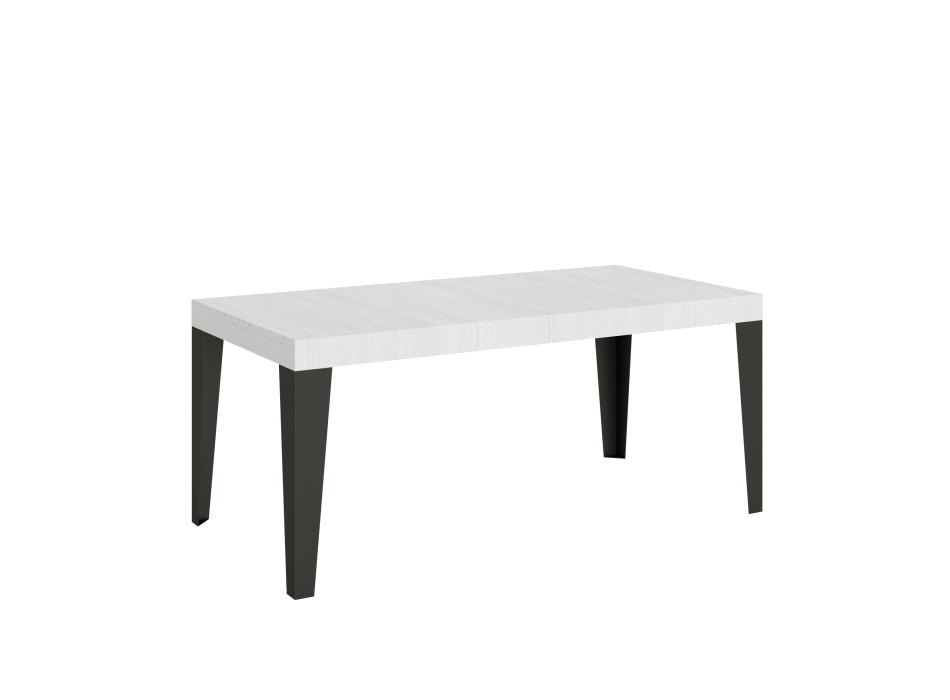 Table Flame pieds anthracite D.90 - Table extensible 180/440x90 cm Frêne blanc Flame pieds anthracite