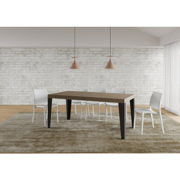 Table Flame pieds anthracite D.90 - Table extensible 200/304x90 cm Frêne blanc Flame pieds anthracite