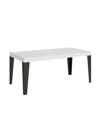 Table Flame pieds anthracite D.90 - Table extensible 200/304x90 cm Frêne blanc Flame pieds anthracite