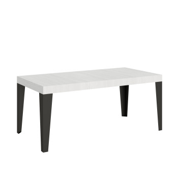 Table Flame pieds anthracite D.90 - Table extensible 200/304x90 cm Frêne blanc Flame pieds anthracite