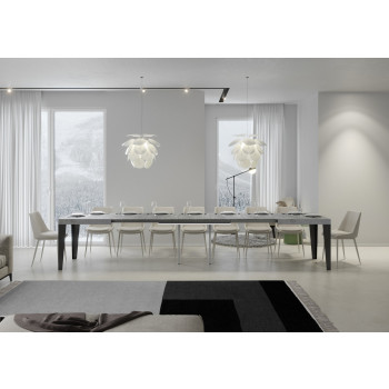 Table Flame pieds anthracite D.90 - Table extensible 200/460x90 cm Frêne blanc Flame pieds anthracite