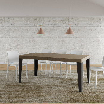 Table Flame pieds anthracite D.90 - Table extensible 200/460x90 cm Frêne blanc Flame pieds anthracite