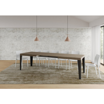 Table Flame pieds anthracite D.90 - Table extensible 200/460x90 cm Frêne blanc Flame pieds anthracite