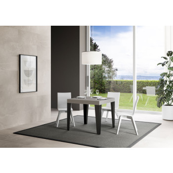 Table Flame pieds anthracite D.90 - Table extensible 90/246x90 cm Frêne blanc Flame pieds anthracite