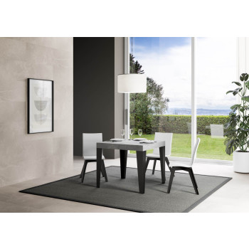 Table Flame pieds anthracite D.90 - Table extensible 90/246x90 cm Frêne blanc Flame pieds anthracite