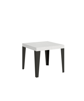 Table Flame pieds anthracite D.90 - Table extensible 90/246x90 cm Frêne blanc Flame pieds anthracite