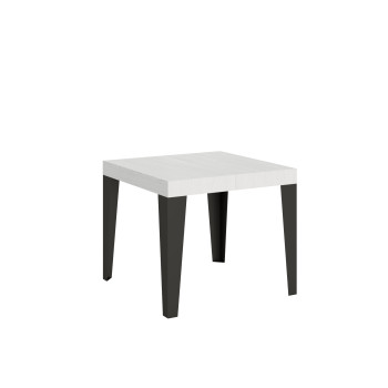 Table Flame pieds anthracite D.90 - Table extensible 90/246x90 cm Frêne blanc Flame pieds anthracite