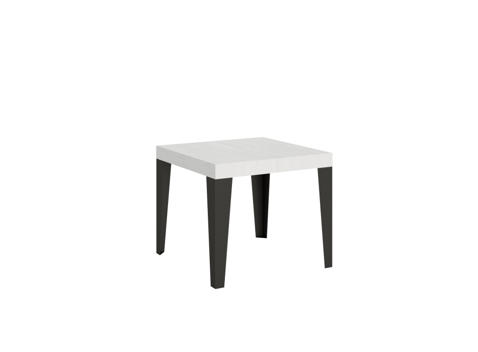 Table Flame pieds anthracite D.90 - Table extensible 90/246x90 cm Frêne blanc Flame pieds anthracite