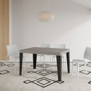 Table Flame Premium pieds anthracite D.90 - Table extensible 120/224x90 cm Flame Premium frêne blanc pieds anthracite