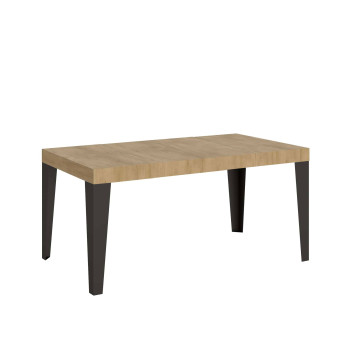 Table Flame Premium pieds anthracite D.90 - Table extensible 120/224x90 cm Flame Premium frêne blanc pieds anthracite