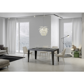 Table Flame Premium pieds anthracite D.90 - Table extensible 120/224x90 cm Flame Premium frêne blanc pieds anthracite