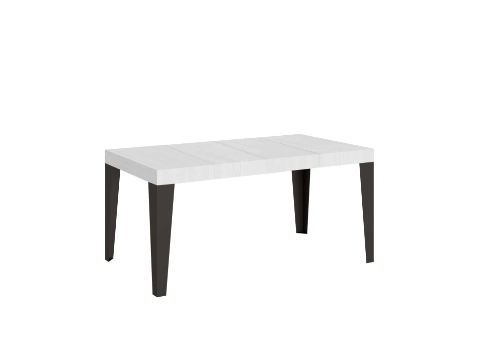 Table Flame Premium pieds anthracite D.90 - Table extensible 130/234x90 cm Flame Premium frêne blanc pieds anthracite