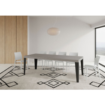 Table Flame Premium pieds anthracite D.90 - Table extensible 140/244x90 cm Flame Premium frêne blanc pieds anthracite
