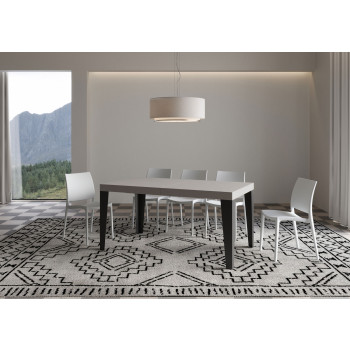 Table Flame Premium pieds anthracite D.90 - Table extensible 160/264x90 cm Flame Premium frêne blanc pieds anthracite