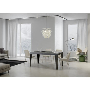 Table Flame Premium pieds anthracite D.90 - Table extensible 160/264x90 cm Flame Premium frêne blanc pieds anthracite