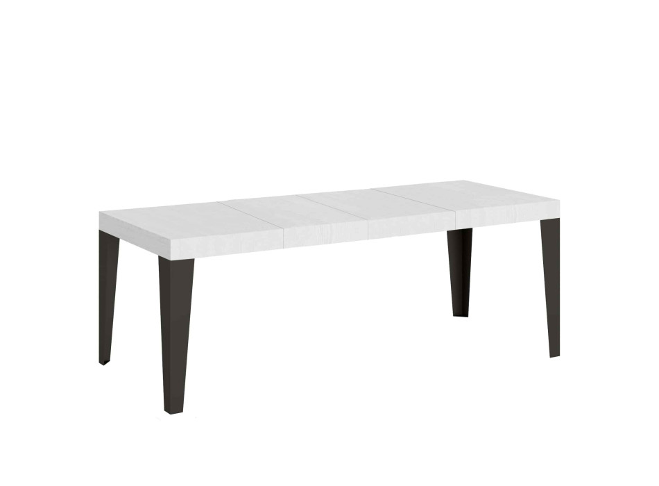Table Flame Premium pieds anthracite D.90 - Table extensible 160/264x90 cm Flame Premium frêne blanc pieds anthracite