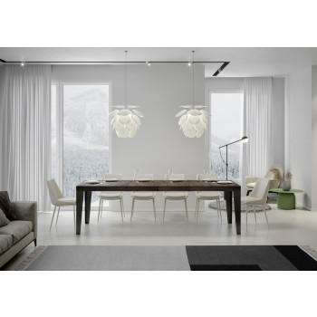 Table Flame Premium pieds anthracite D.90 - Table extensible 180/284x90 cm Flame Premium frêne blanc pieds anthracite