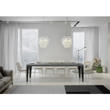 Table Flame Premium pieds anthracite D.90 - Table extensible 180/284x90 cm Flame Premium frêne blanc pieds anthracite