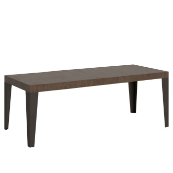 Table Flame Premium pieds anthracite D.90 - Table extensible 180/284x90 cm Flame Premium frêne blanc pieds anthracite
