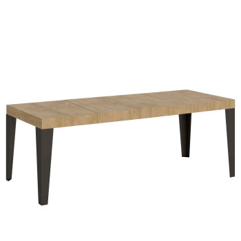 Table Flame Premium pieds anthracite D.90 - Table extensible 200/304x90 cm Flame Premium frêne blanc pieds anthracite