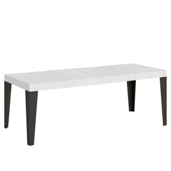 Table Flame Premium pieds anthracite D.90 - Table extensible 200/304x90 cm Flame Premium frêne blanc pieds anthracite