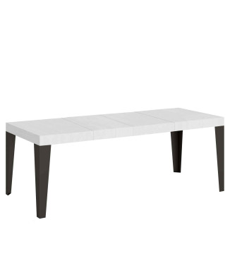 Table Flame Premium pieds anthracite D.90 - Table extensible 200/460x90 cm Flame Premium frêne blanc pieds anthracite