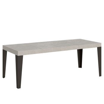 Table Flame Premium pieds anthracite D.90 - Table extensible 90/246x90 cm Flame Premium frêne blanc pieds anthracite