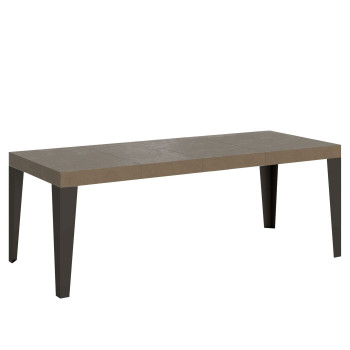 Table Flame Premium pieds anthracite D.90 - Table extensible 90/246x90 cm Flame Premium frêne blanc pieds anthracite
